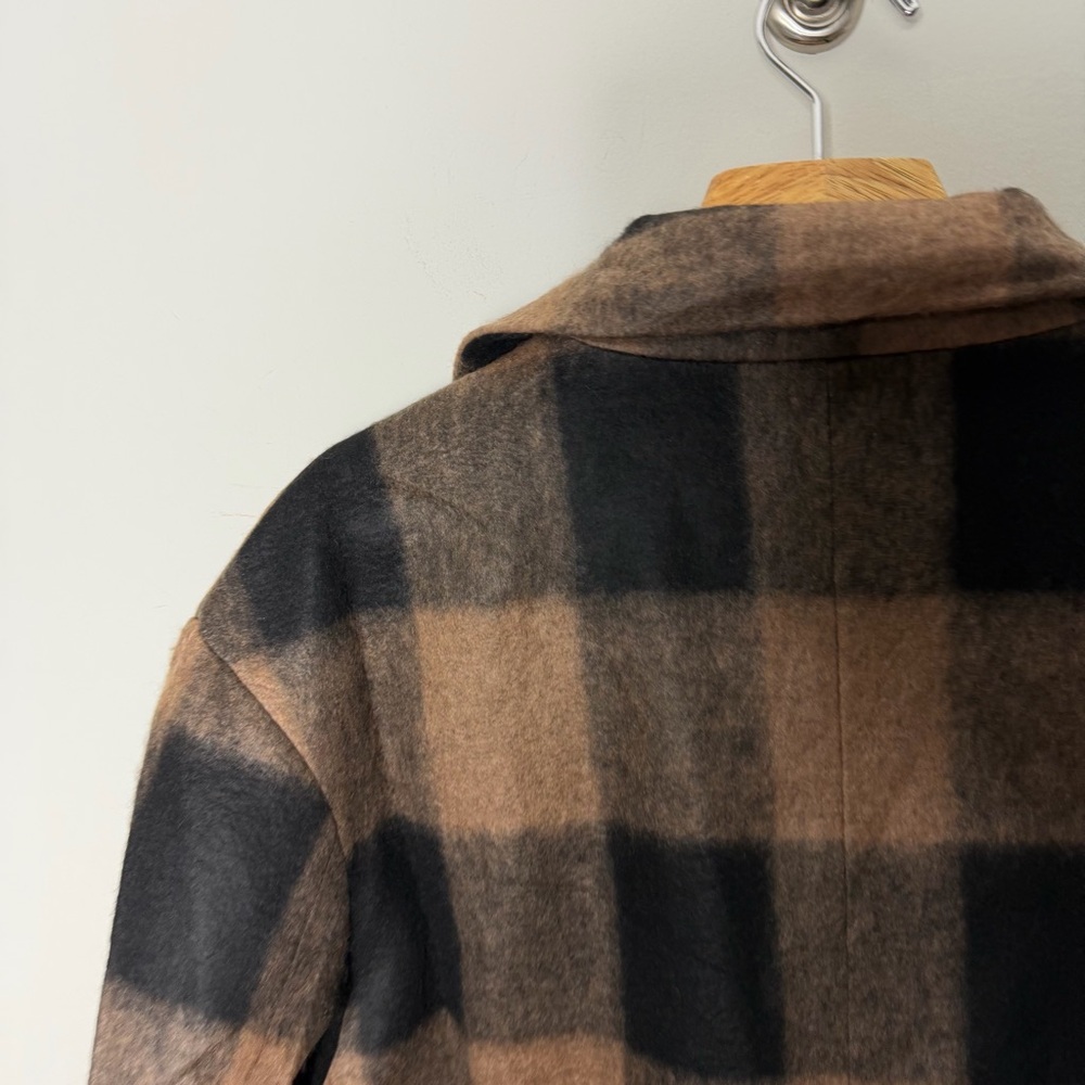 NEW Baltic Born Kirsti Coat Buffalo Check Plaid Brown Black Jacket Large - Picture 12 of 12